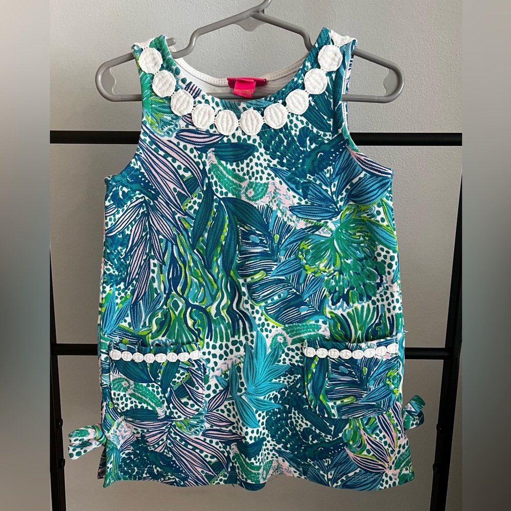 Lilly Pulitzer Baby Lilly Knit Shift dress in the "Multi Flitting About" print